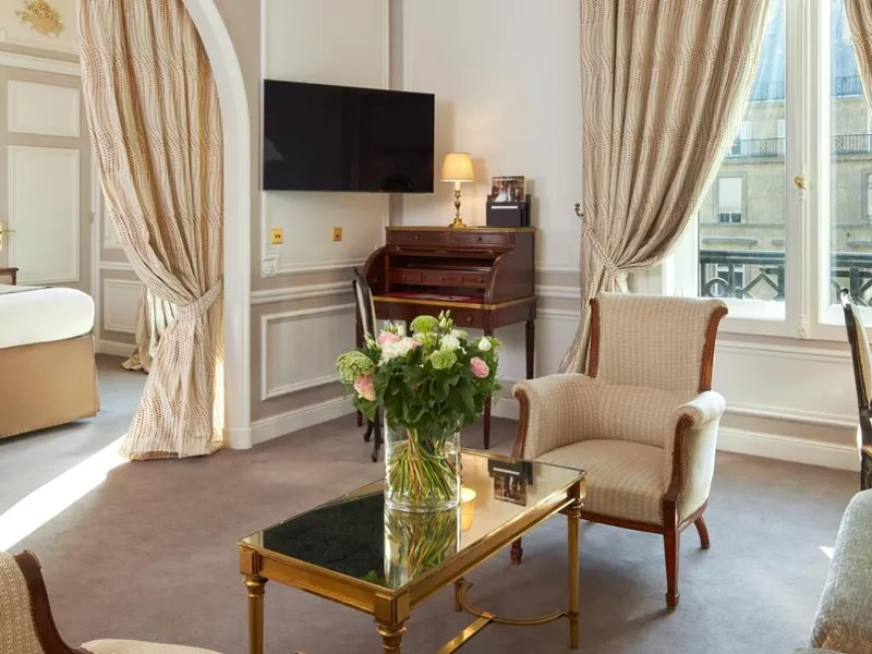 Hotel Regina Louvre — belle époque suite with view of the Tuileries gardens Paris
